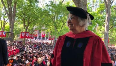 A photo of Vicki Ruiz receiving an honorary degree from Harvard