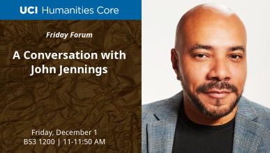 promotional image for humanities core upcoming event featuring author and artist John Jennings