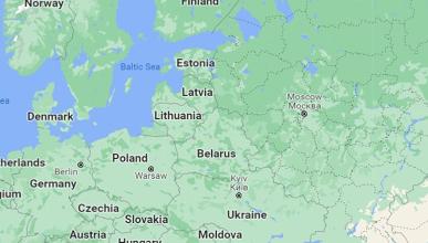 map of European region from Baltic Sea to Black Sea