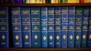 Encyclopædia Iranica books all lined up on a book shelf