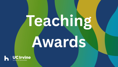 "Teaching Awards" on top of a blue, green and yellow background.