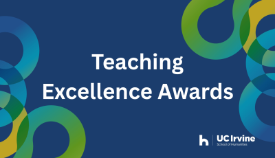 A blue background with text that reads "Teaching Excellence Awards"